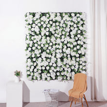 Load image into Gallery viewer, Ivory White Rose Flower Wall Panel - Eucalyptus Greenery Backdrop
