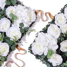 Load image into Gallery viewer, Ivory White Rose Flower Wall Panel - Eucalyptus Greenery Backdrop
