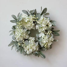 Load image into Gallery viewer, Floor Sample | Faux Hydrangea Front Door Wreath, Elegant Floral Home Decor

