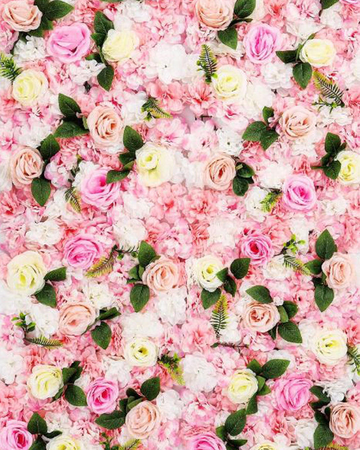 3D Pink Floral Wall Panel, Silk Flower Backdrop (16x24 inches)