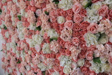Load image into Gallery viewer, Peach &amp; White Flower Wall Panel - Wedding, Party Backdrop
