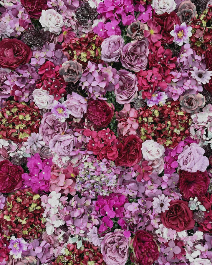 3D Floral Wall Panel – Purple Rain Pink Silk Flower Backdrop