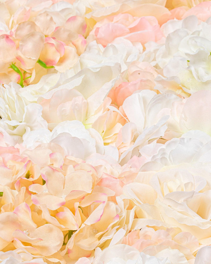 Peach Sorbet Flower Wall Panel, 3D Silk Floral Backdrop, Event Decor