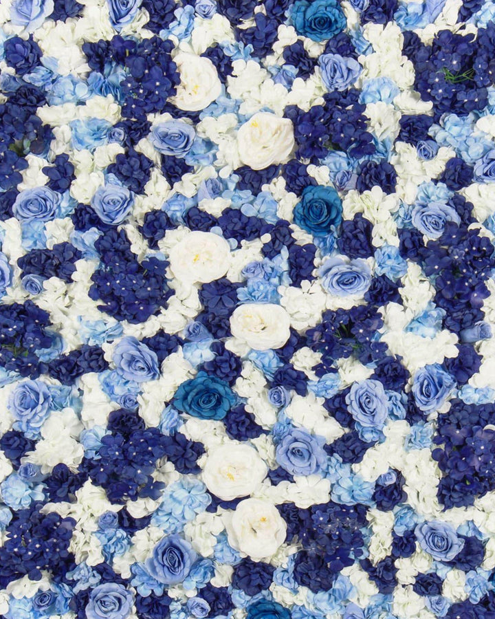 Indigo Blue Flower Wall Panel, 3D Silk Floral Backdrop (16x24 inches)