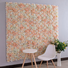 Load image into Gallery viewer, Peach Sorbet Flower Wall Panel, 3D Silk Floral Backdrop, Event Decor
