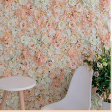 Load image into Gallery viewer, Peach Sorbet Flower Wall Panel, 3D Silk Floral Backdrop, Event Decor
