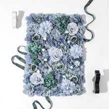 Load image into Gallery viewer, Dusty Blue Floral Wall Panel, 3D Silk Flower Backdrop, Event Decor
