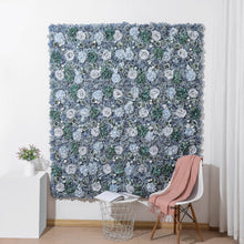 Load image into Gallery viewer, Dusty Blue Floral Wall Panel, 3D Silk Flower Backdrop, Event Decor
