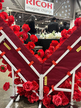 Load image into Gallery viewer, Heart Shaped Wedding Flower Arch Fabric base Flower Arrangement 6.5x6.5 ft, Ceremony Photo Booth Backdrop | 50% Return Refund Option
