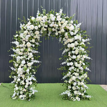 Load image into Gallery viewer, Wedding Arch Backdrop [Coastal Grove White Rose Greenery Arch Set] for Ceremony, Photo Booth &amp; Floral
