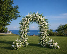Load image into Gallery viewer, Wedding Arch Backdrop [Coastal Grove White Rose Greenery Arch Set] for Ceremony, Photo Booth &amp; Floral
