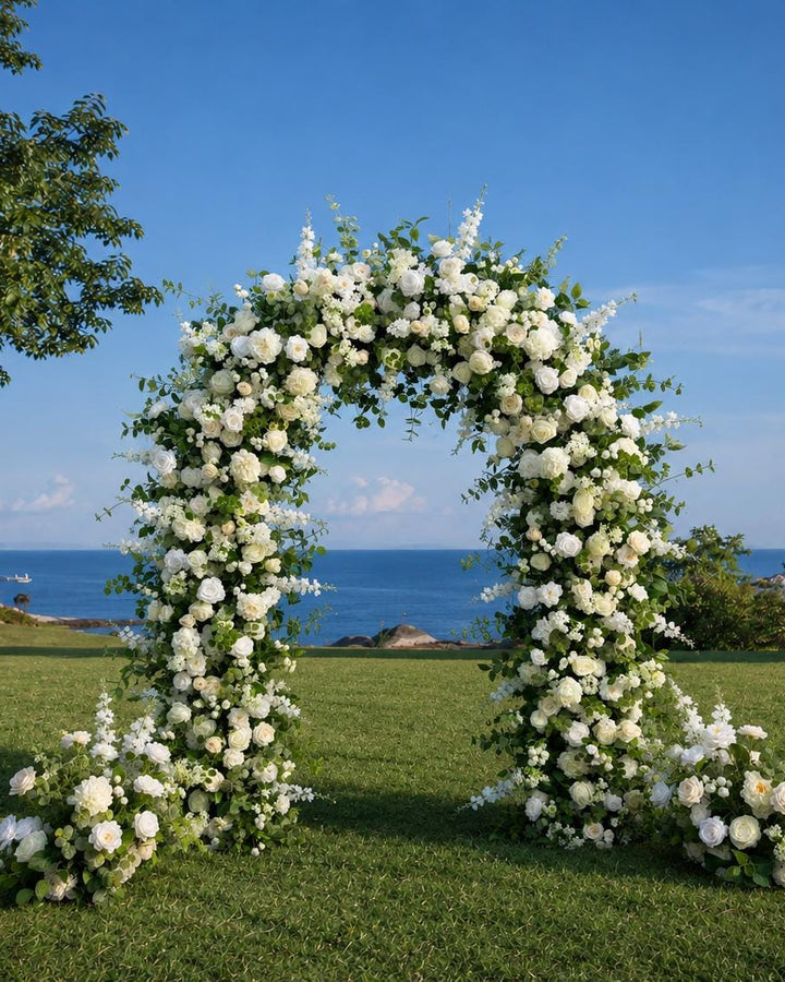 Ivory Garden Wedding Arch Flower Arrangement Artificial Ceremony Flowers | Reception Party Decor | Optional 50% Return Refund Program