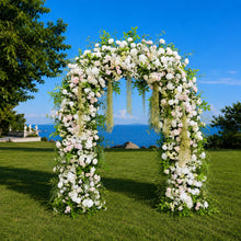 Load image into Gallery viewer, Wedding Arch Backdrop [Evergreen Pearl White Floral Arch Set] for Ceremony, Photo Booth
