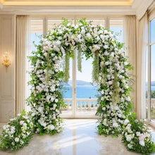 Load image into Gallery viewer, Wedding Arch Backdrop [Evergreen Pearl White Floral Arch Set] for Ceremony, Photo Booth
