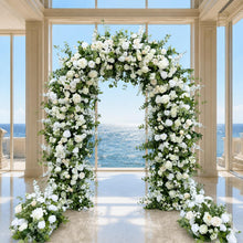 Load image into Gallery viewer, Wedding Arch Backdrop [Coastal Grove White Rose Greenery Arch Set] for Ceremony, Photo Booth &amp; Floral
