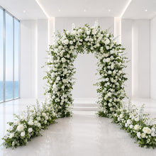 Load image into Gallery viewer, Wedding Arch Backdrop [Coastal Grove White Rose Greenery Arch Set] for Ceremony, Photo Booth &amp; Floral
