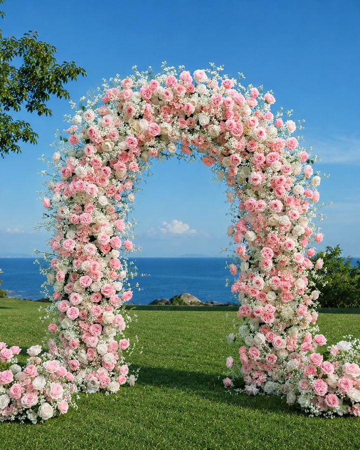 Blush Romance Arch Flower Arrangement Artificial Ceremony Flowers | Reception Party Decor | Optional 50% Return Refund Program
