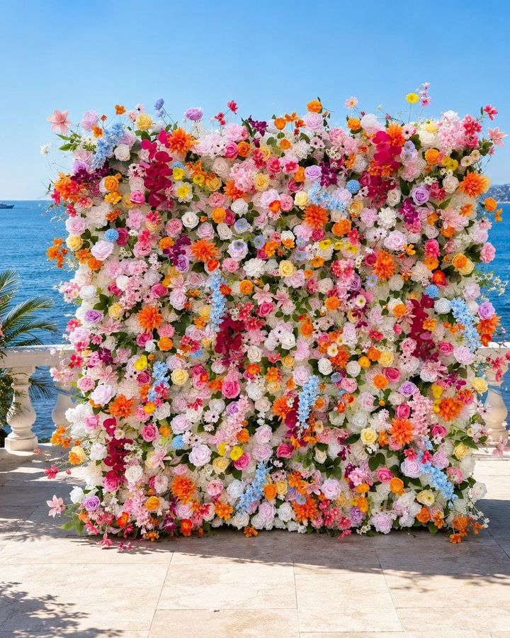 Summer Fiesta Flower Wall Backdrop, Wedding Photo Booth Fabric | 50% Return Refund Option