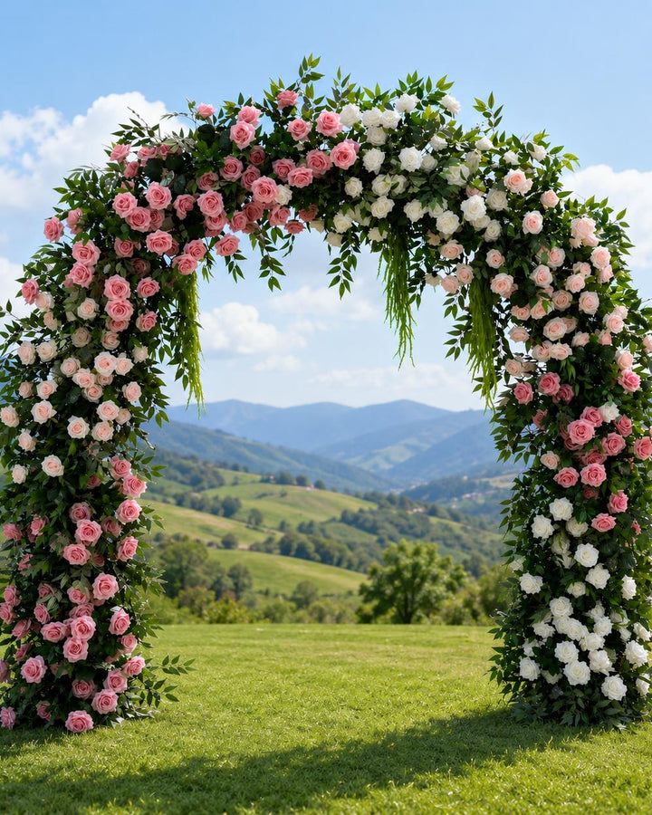 8x8 ft Elegant Wedding Arch Flower Arrangement Artificial Ceremony Flowers | Reception Party Decor | 50% Return Refund Option