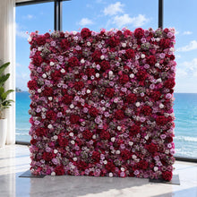 Load image into Gallery viewer, Purple 5D Wedding Flower Wall Backdrop, Roll Up Fabric Floral Wall for Ceremony Photo Booth | 50% Return Refund Option
