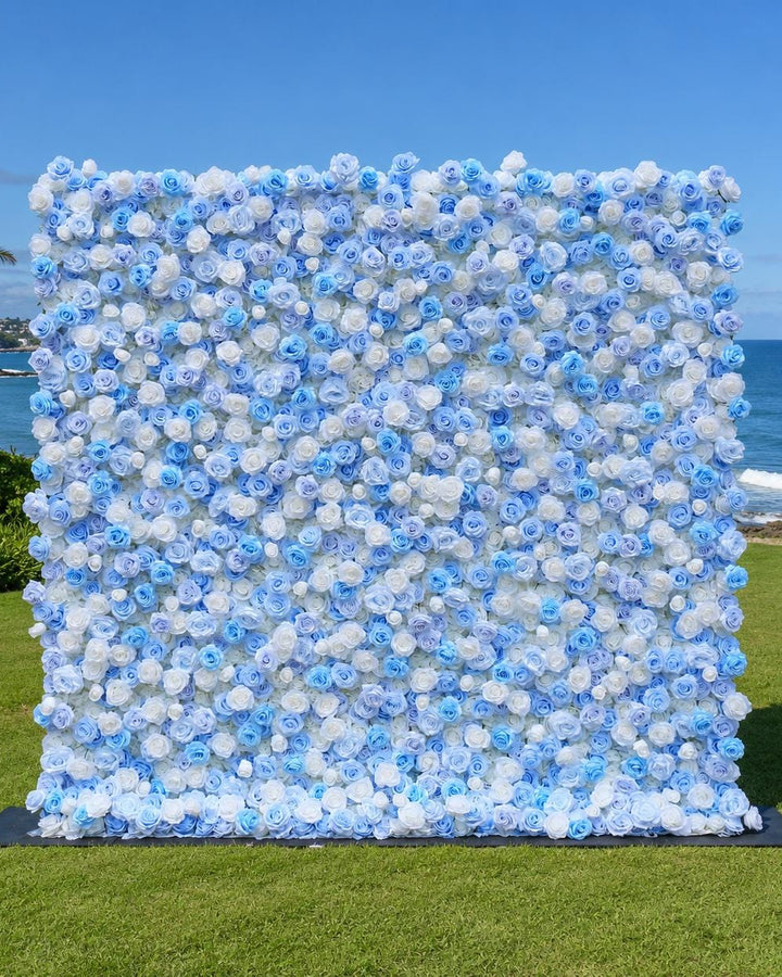 Cinderella Blue Flower Wall Backdrop, Wedding Party Photo Booth Decor | 50% Return Refund Option