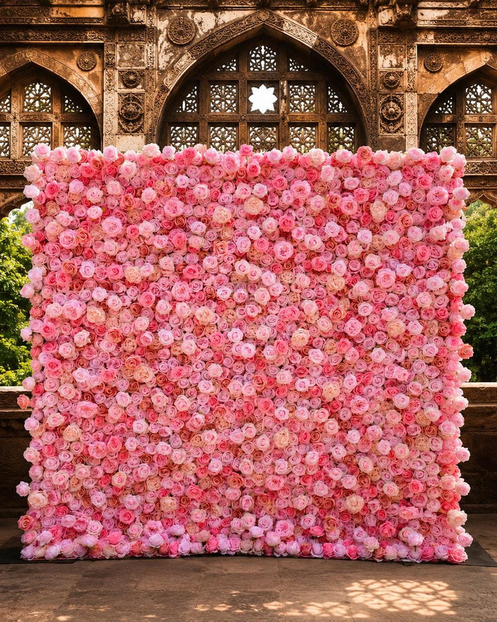 3D Wedding Flower Wall Panel Backdrop, Roll Up Fabric Floral Wall for Ceremony Photo Booth | 50% Return Refund Option