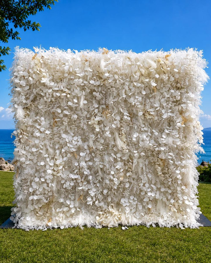 5D Wedding Flower Wall Backdrop, Roll Up Fabric Floral Wall for Ceremony Photo Booth | 50% Return Refund Option