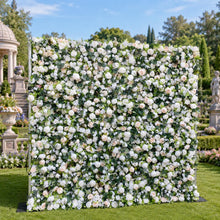 Load image into Gallery viewer, Wedding Flower Wall Backdrop, Roll Up Fabric Floral Wall for Ceremony Photo Booth | 50% Return Refund Option
