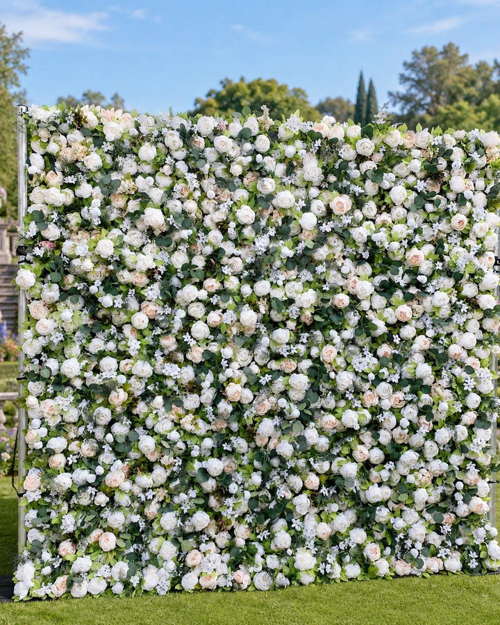 Wedding Flower Wall Backdrop, Roll Up Fabric Floral Wall for Ceremony Photo Booth | 50% Return Refund Option