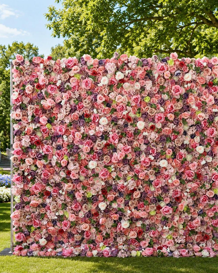 3D Wedding Flower Wall Backdrop, Roll Up Fabric Floral Wall for Ceremony Photo Booth | 50% Return Refund Option N8828