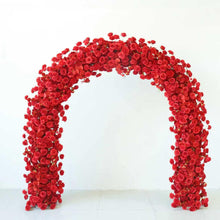 Load image into Gallery viewer, 8x8 ft Wedding Arch Backdrop [Passion Red Crescent Rose Arch Frame] for Ceremony, Photo Booth &amp; Floral Table Runner
