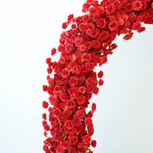 Load image into Gallery viewer, 8x8 ft Wedding Arch Backdrop [Passion Red Crescent Rose Arch Frame] for Ceremony, Photo Booth &amp; Floral Table Runner

