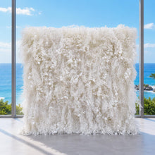 Load image into Gallery viewer, Flower Wall Backdrop [Snowveil All-White Plume Foliage Roll-Up Fabric Panel] for Ceremony &amp; Photo Booth

