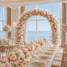 Load image into Gallery viewer, Elegant Wedding Arch Foam based Flower Arrangement Table Runner Ceremony Flowers |Reception Party Decor | Optional 50% Return Refund Program
