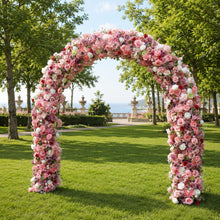 Load image into Gallery viewer, 8x8 ft Wedding Arch Backdrop [Rosewater Crescent Rose Arch Frame] for Ceremony, Photo Booth &amp; Floral Table Runner
