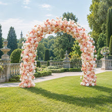 Load image into Gallery viewer, 8x8ft Wedding Arch Backdrop [Apricot Pearl Crescent Rose Arch Frame] for Ceremony, Photo Booth &amp; Floral Table Runner
