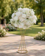 Load image into Gallery viewer, White Rose Baby's Breath Floral Centerpiece - 20"
