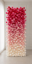 Load image into Gallery viewer, Flower Wall Backdrop [Raspberry Blush Ombre Rose Dual-Sided Roll-Up Fabric Panel] for Ceremony &amp; Photo Booth
