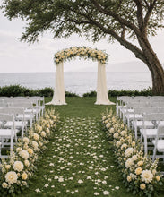 Load image into Gallery viewer, Made to Order Wedding Arch Flowers, Aisle Decor Chiffon Draping, Ceremony Backdrop | Midsummer Vow Collection
