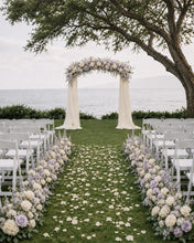 Load image into Gallery viewer, Made to Order Wedding Arch Flowers, Aisle Decor Chiffon Draping, Ceremony Backdrop | Midsummer Vow Collection
