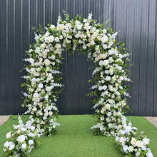 Load image into Gallery viewer, Wedding Arch Backdrop [Coastal Grove White Rose Greenery Arch Set] for Ceremony, Photo Booth &amp; Floral

