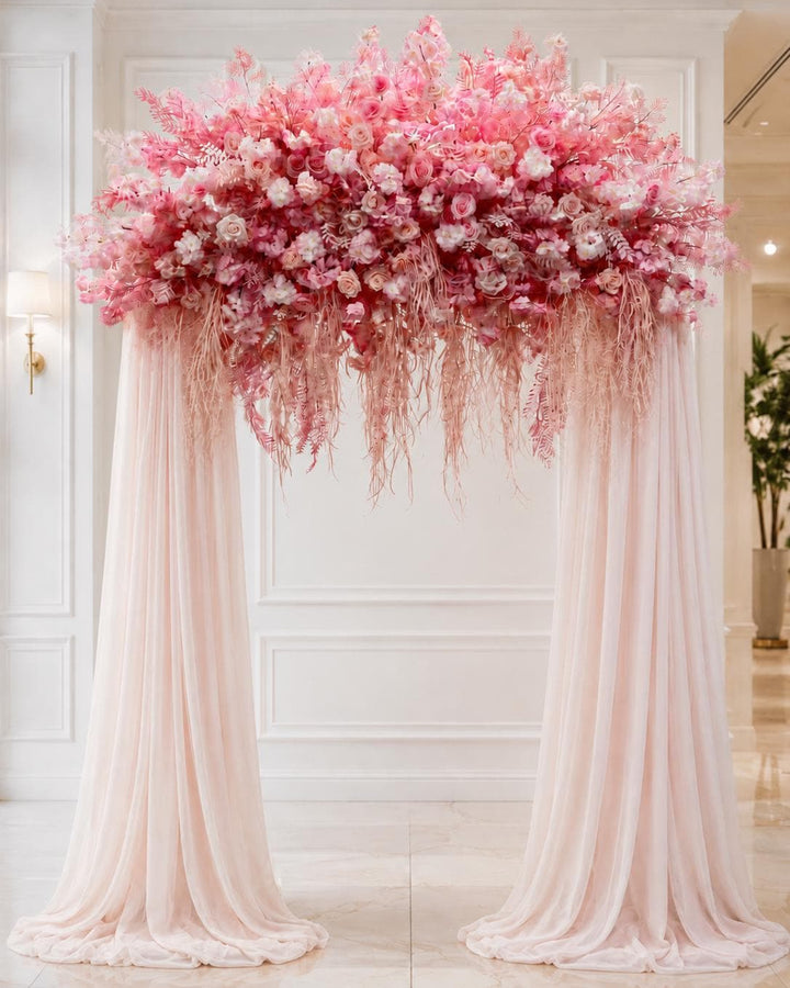 Made to Order Wedding Arch Flowers, Chiffon Draping, Ceremony Backdrop, Arch Stand | [Cascading Veil Collection]