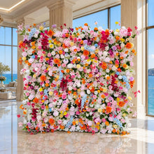 Load image into Gallery viewer, Summer Fiesta Flower Wall Backdrop, Wedding Photo Booth Fabric | 50% Return Refund Option
