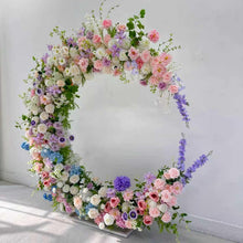 Load image into Gallery viewer, Wedding Arch Backdrop [Moonlit Garden Pastel Floral Crescent Arch Frame] for Ceremony, Photo Booth , 6x6 ft
