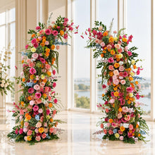 Load image into Gallery viewer, Flower Wall Backdrop [Garden Rhapsody Floral Pillar Pair] for Ceremony &amp; Photo Booth

