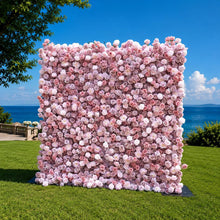 Load image into Gallery viewer, Lilac Rose Roll Up Flower Wall Backdrop, Cloth Fabric Wedding Decor | 50% Return Refund Option
