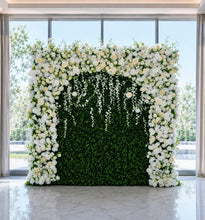 Load image into Gallery viewer, 3D Flower Wall Backdrop: Heaven’s Gate Bridal Shower Roll Up Floral Wall Photo Booth (8x8 FT) | 50% Return Refund Option N8839
