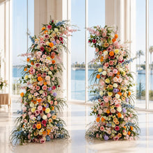 Load image into Gallery viewer, Flower Wall Backdrop [Garden Muse Mixed Floral Pillar Pair] for Ceremony &amp; Photo Booth
