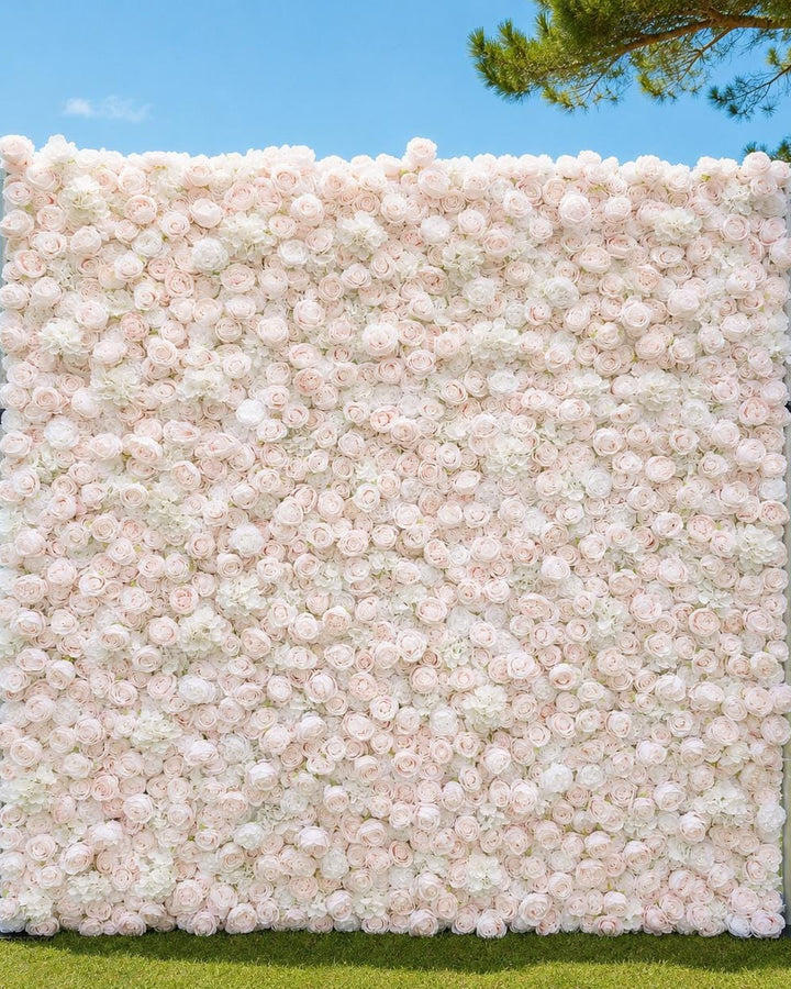 Wedding Flower Wall Backdrop, Bridal Artificial Floral Wall Roll Up for Ceremony Photo Booth | 50% Return Refund Option