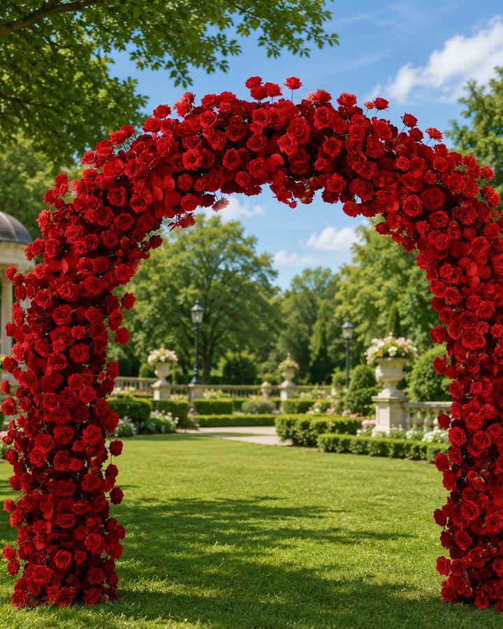 8x8ft Elegant Wedding Arch Foam based Flower Arrangement Ceremony Flowers | Stage Party Decor floral table runner | 50% Return Refund Option